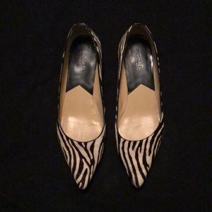 Michael Kors zebra print kitten heels
